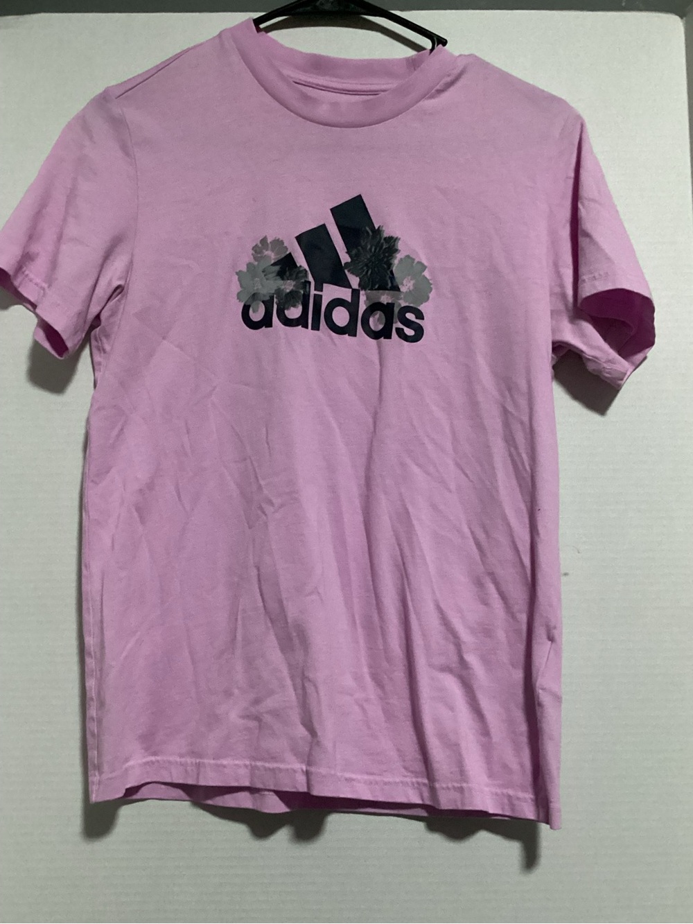 adidas Pink Tee with Floral Logo